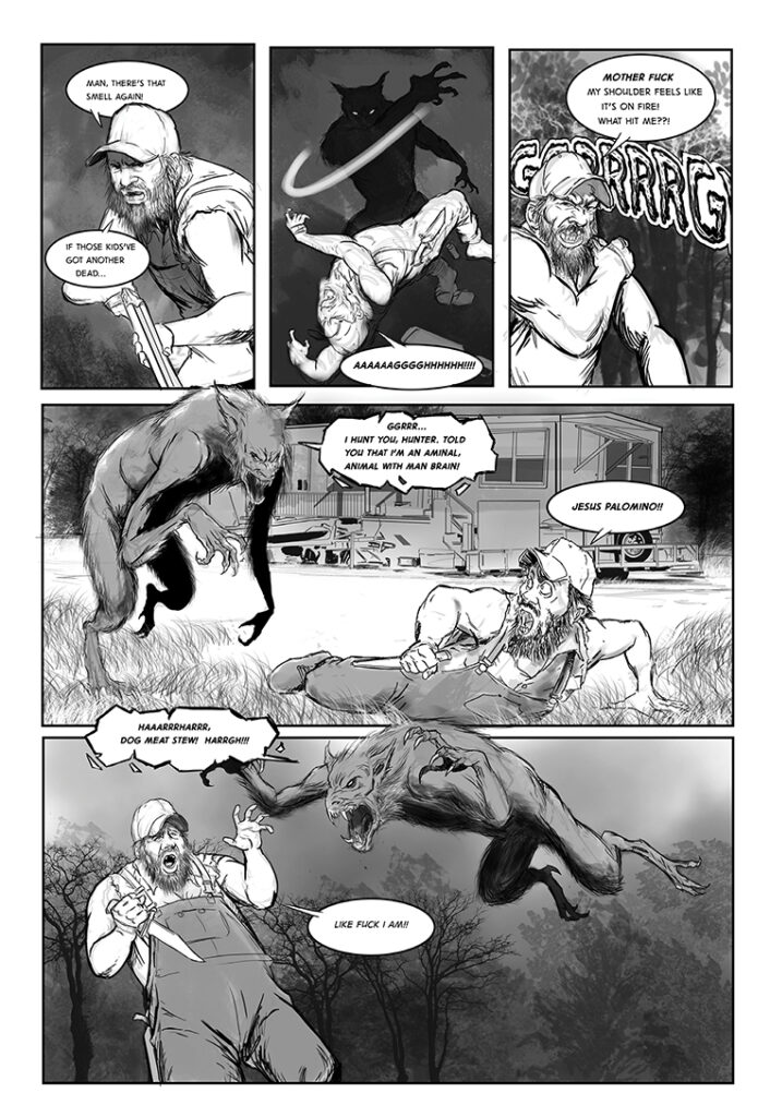 Bubba the Redneck Werewolf 30th Anniversary Comic Interior art.